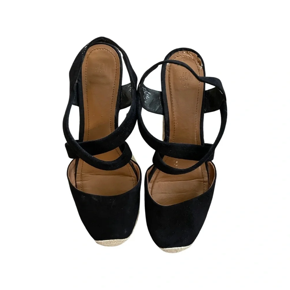 H&M black sling back wedges 8.5